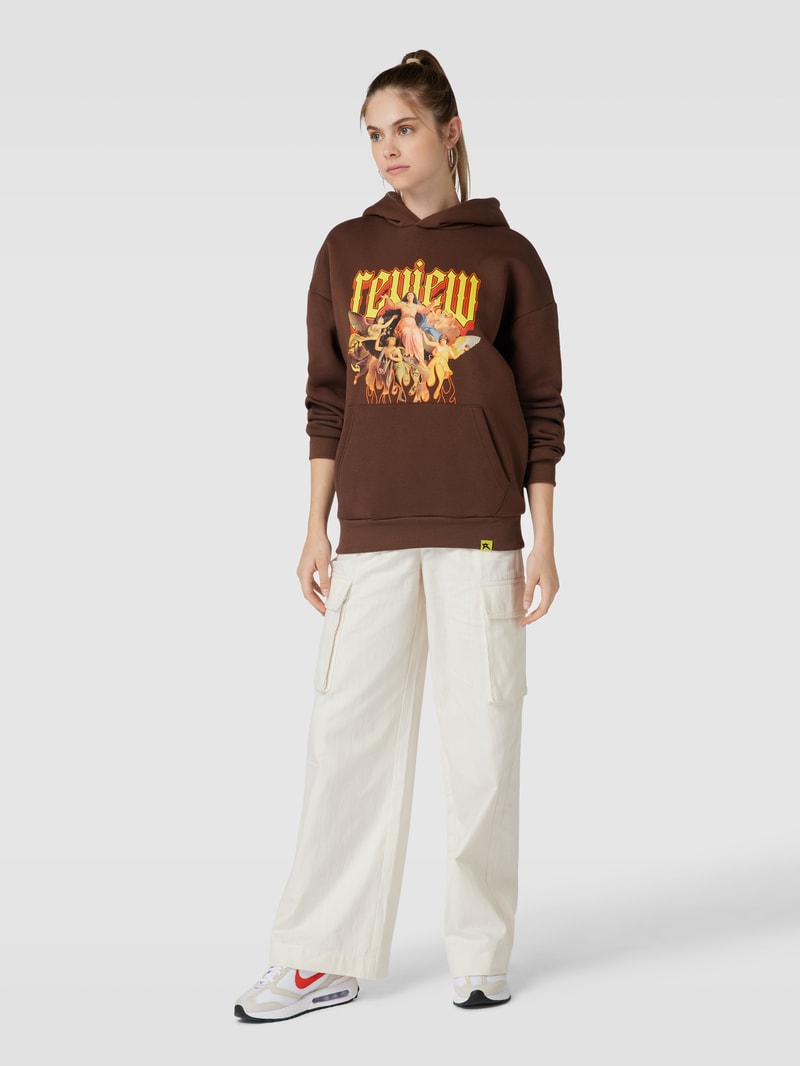 Hoodie mit Motiv-Print in dunkelbraun