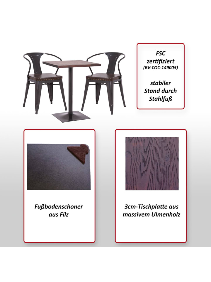 MCW Set Bistrotisch und 2x Stuhl H10d, Schwarz-grau, Tisch hellbraun günstig kaufen onesize