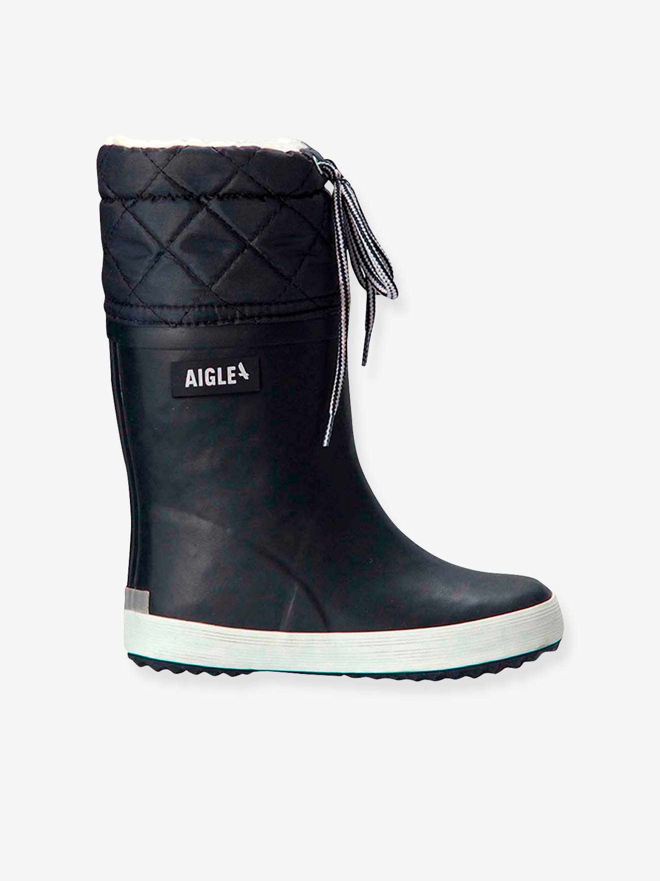 Bottes de pluie fourrées enfant Lolly Pop Giboulée AIGLE® marine blanc