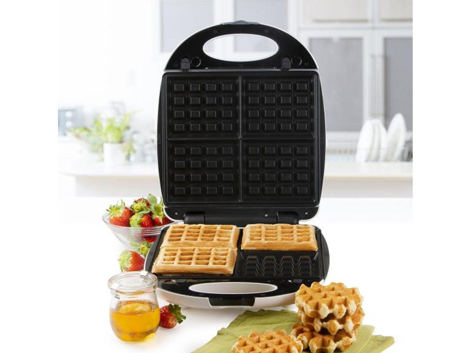 Domo Sandwichmaker, 1200 W, & Waffeleisen 2in1 belgische Waffeln Indoorgrill Panini Multigrill