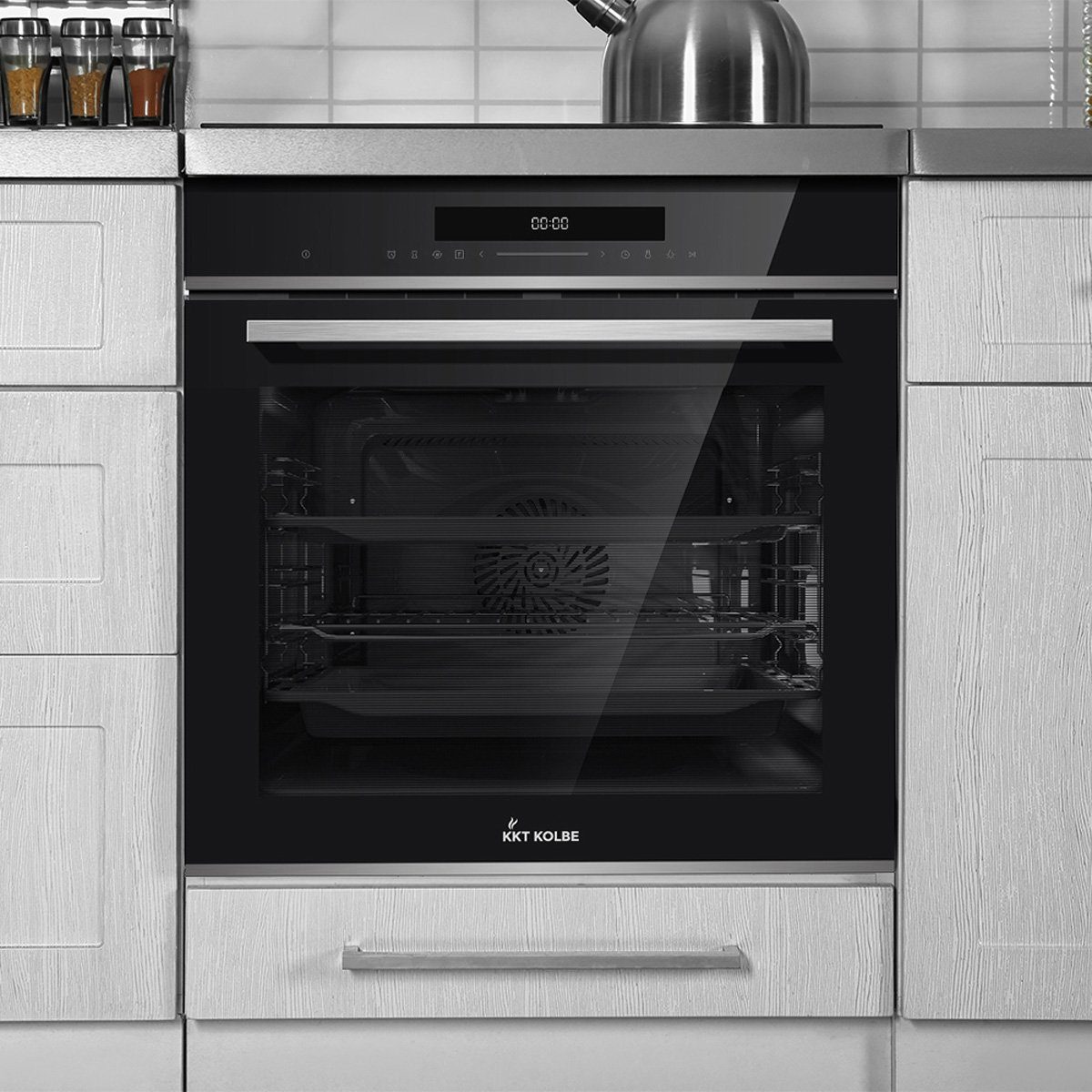 KKT KOLBE Einbaubackofen Backofen Elektroherd EB8019EDP, mit 2-fach Teleskopauszug, DampfClean, Pyrolyse, 60cm / 3,2kW / 72 l / Grill / Heißluft / Teleskopauszug / Touch