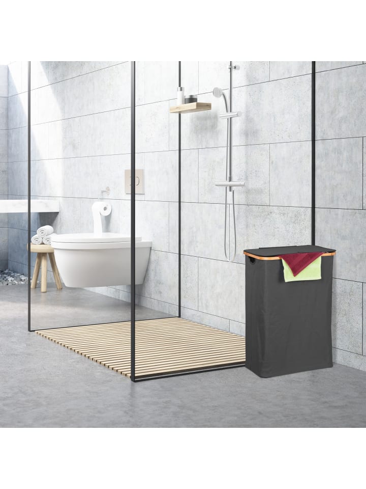 relaxdays Wäschekorb in Schwarz/ Natur - 105 l günstig kaufen onesize