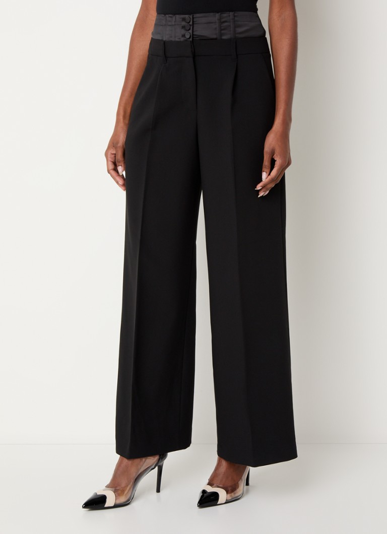French Connection  Gemma Carey high waist wide fit pantalon met details van satijn