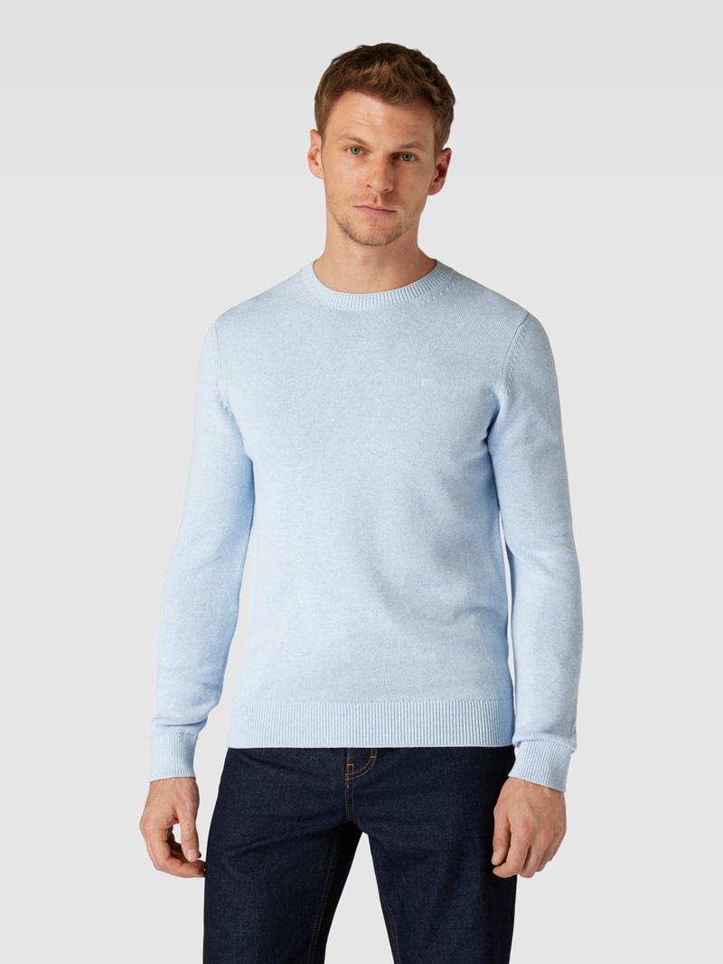 Strickpullover mit Label-Stitching in hellblau