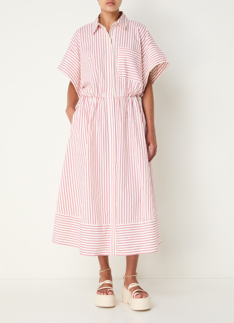 Maje midi dress with rhinestones and stripe print
