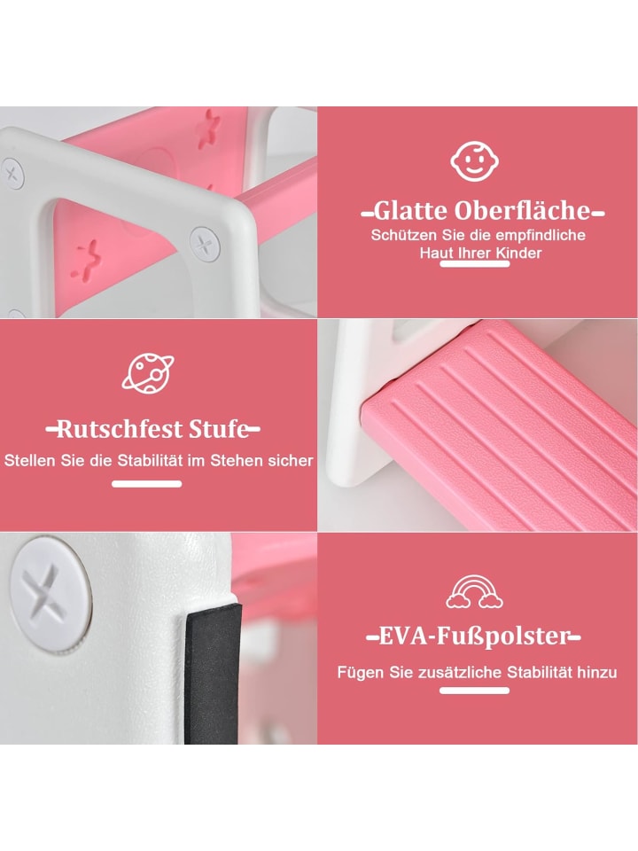 COSTWAY 2 Stufen Lernturm in Rosa günstig kaufen 90 cm