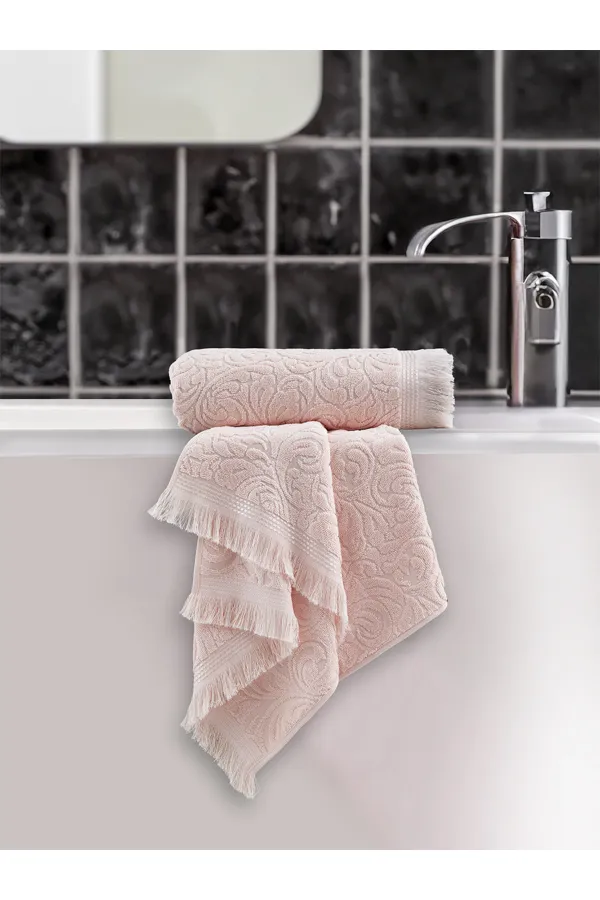 Karna Home  Esra 2-teiliges Jacquard-Handtuchset Lachs