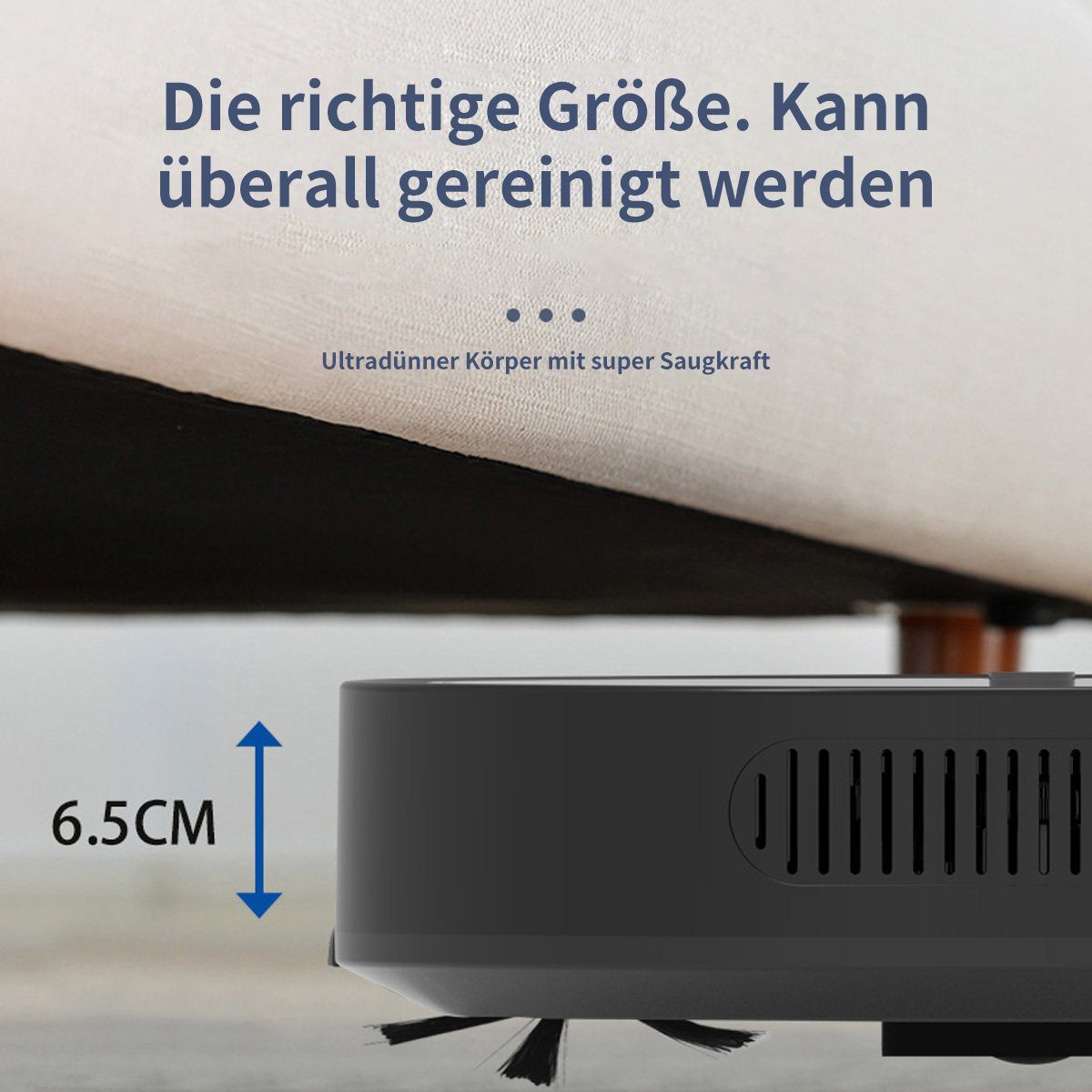 DOPWii Saugroboter 6W 1800Pa 3 in 1 Roboter Staubsauger, Kehren Saugen Wischen,400mL, 6,00 W, Beutellos