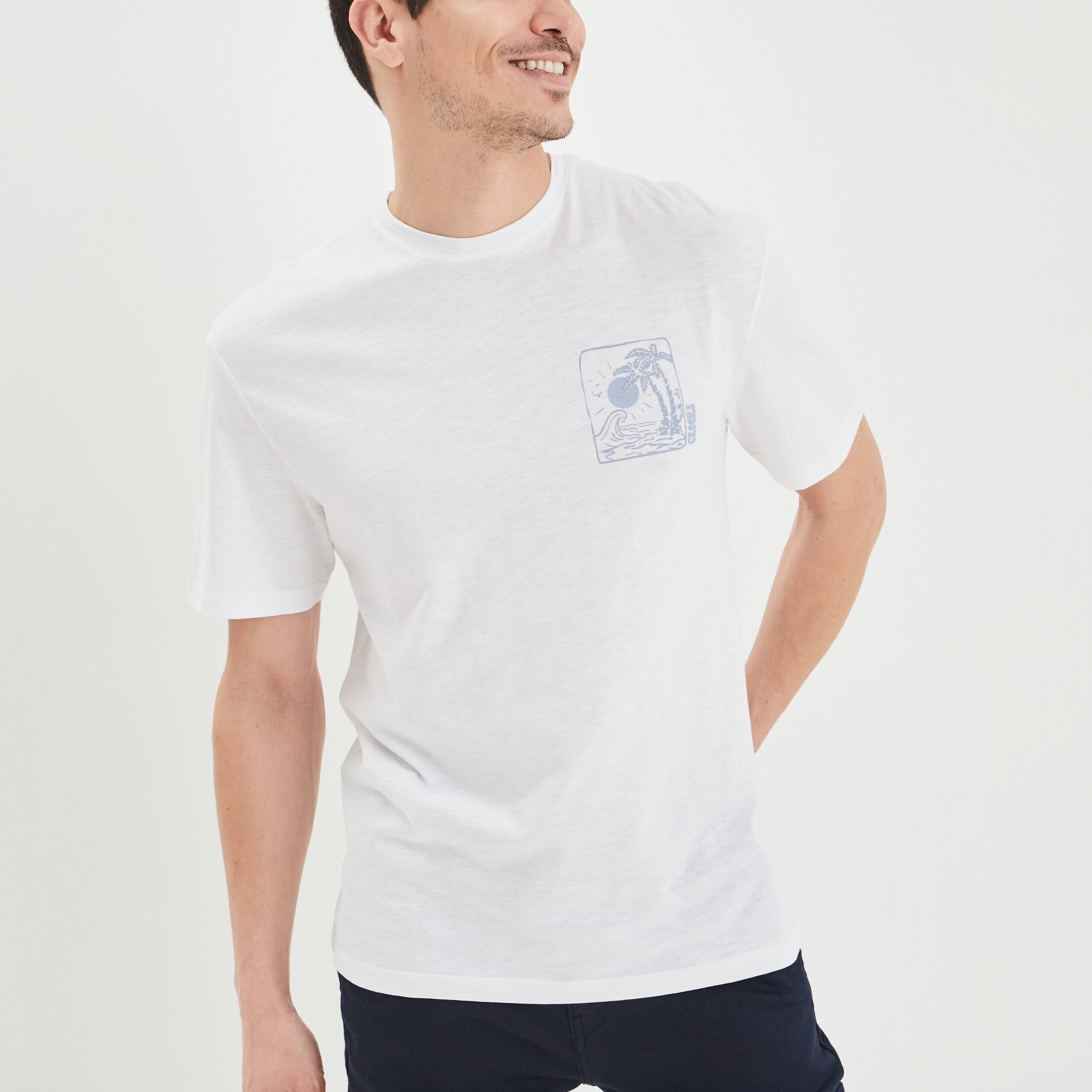 T-shirt oversize manches courtes Creeks blanc homme | La Halle