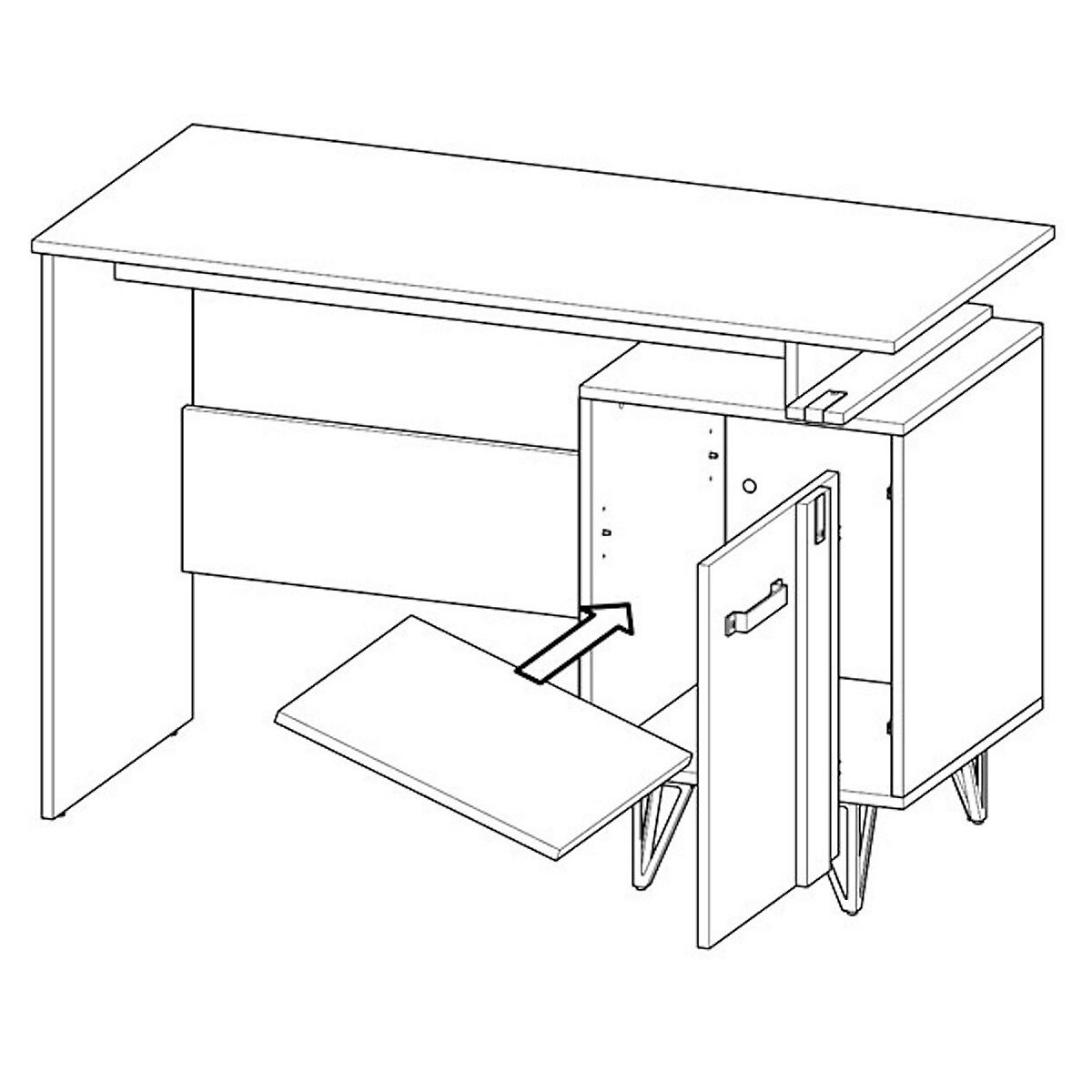 Schreibtisch Bürotisch Milenium 120x55cm mit 1 Tür