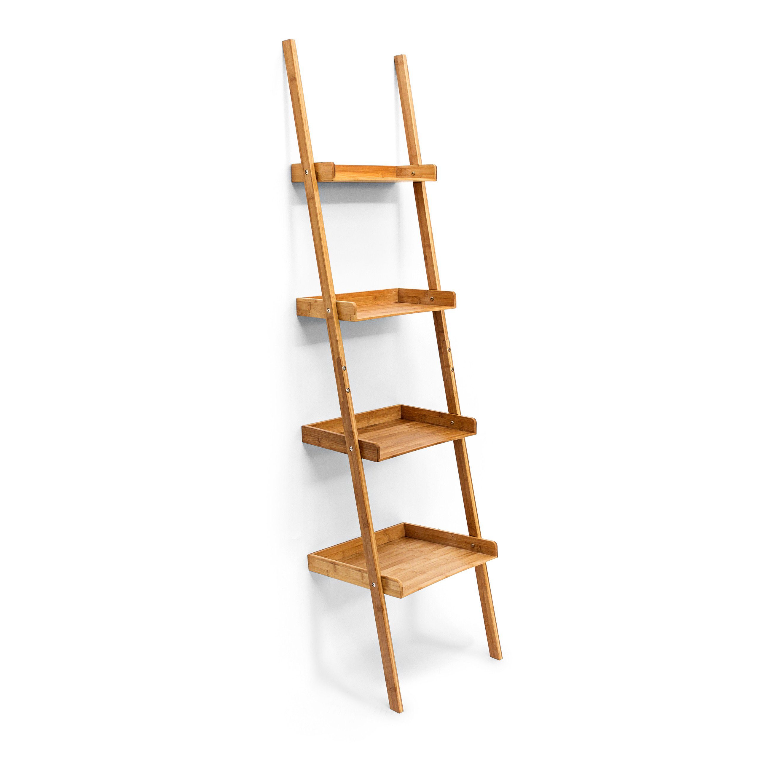 relaxdays Leiterregal Leiterregal Bambus 4-stufig