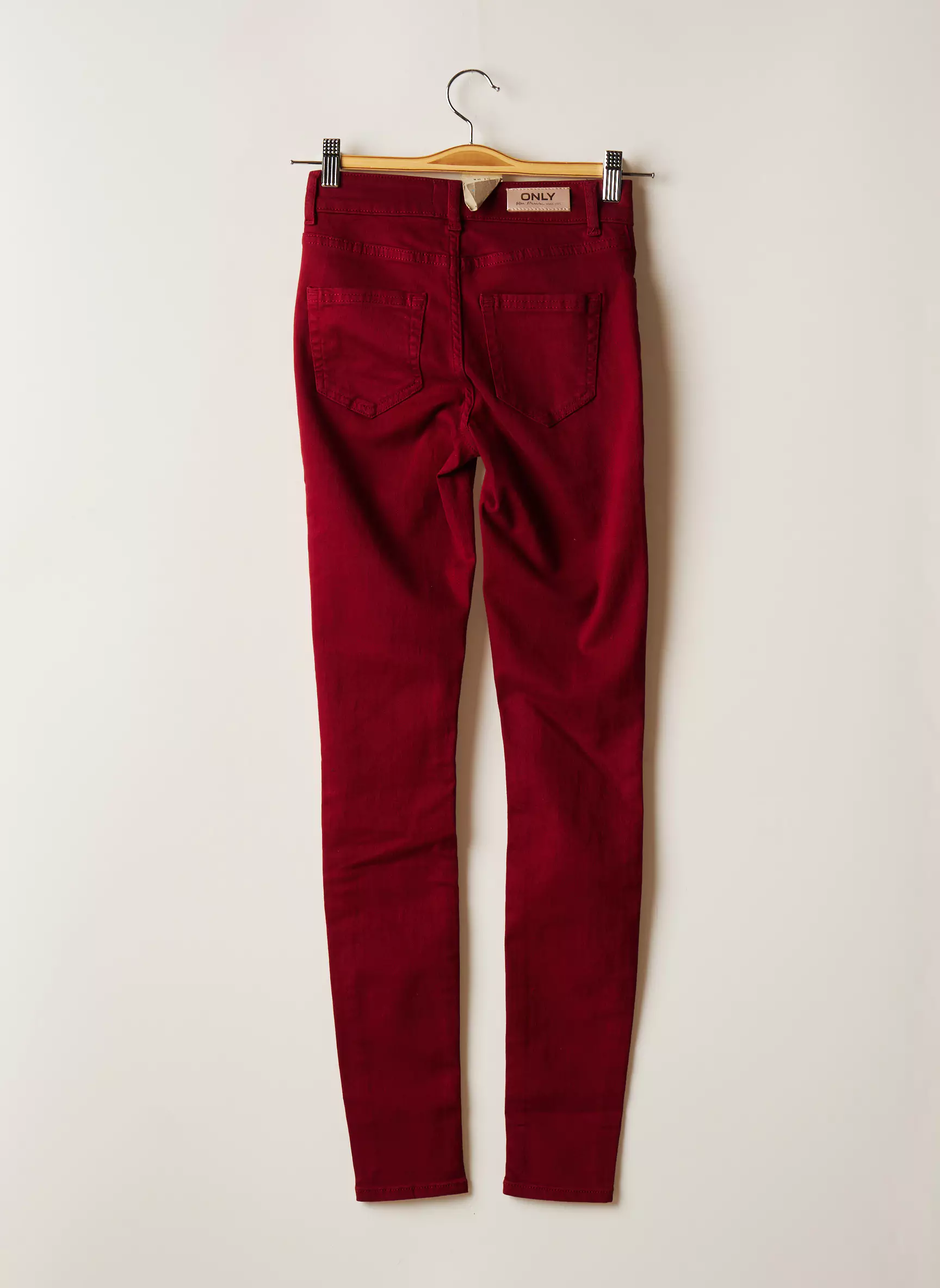 Only Pantalons Slim Femme couleur rouge