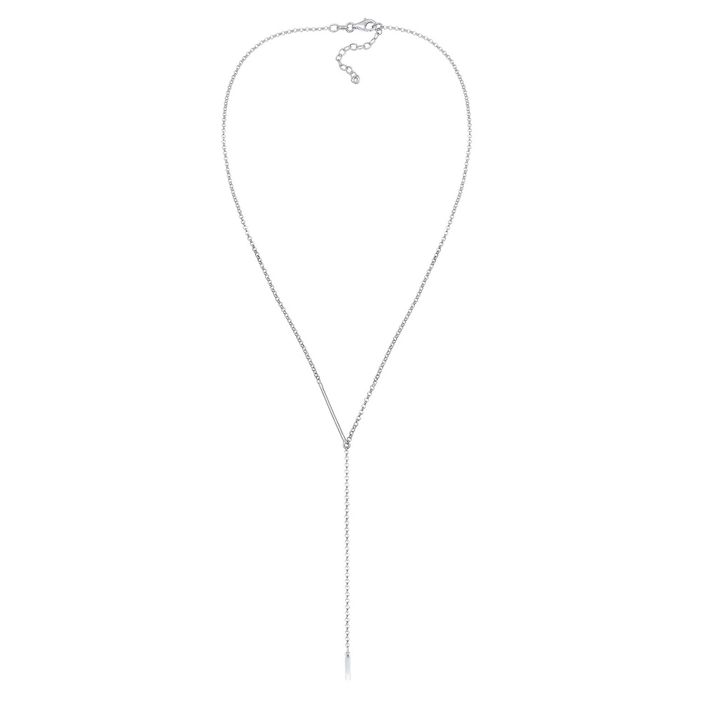 Elli Elli Collier Pendentif Rectangle Chaîne de Y Réglable Collier Femme - Argent (925 collier