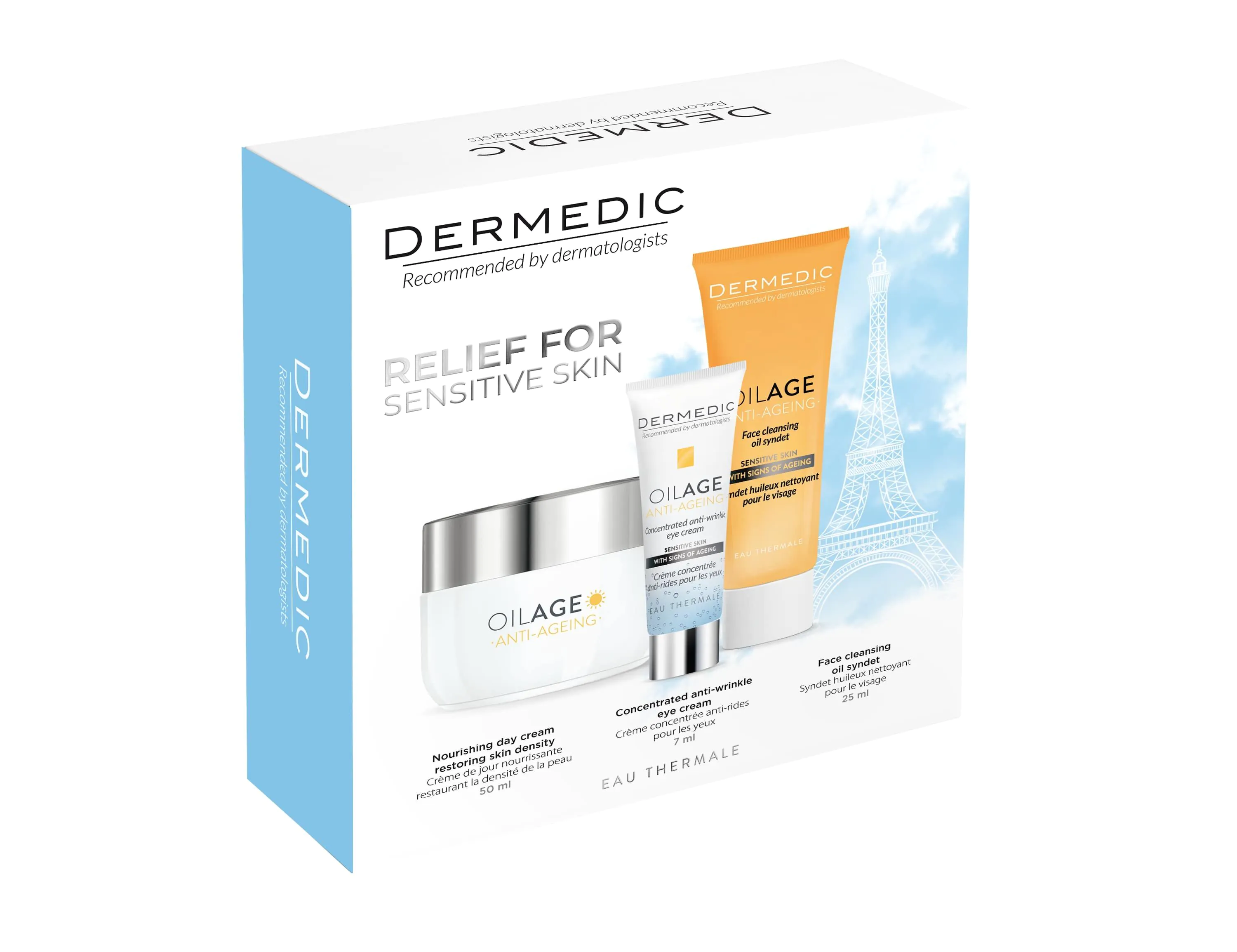 Dermedic Oilage Set Dnevna krema + Čišćenje lica Syndet + Krema za oči