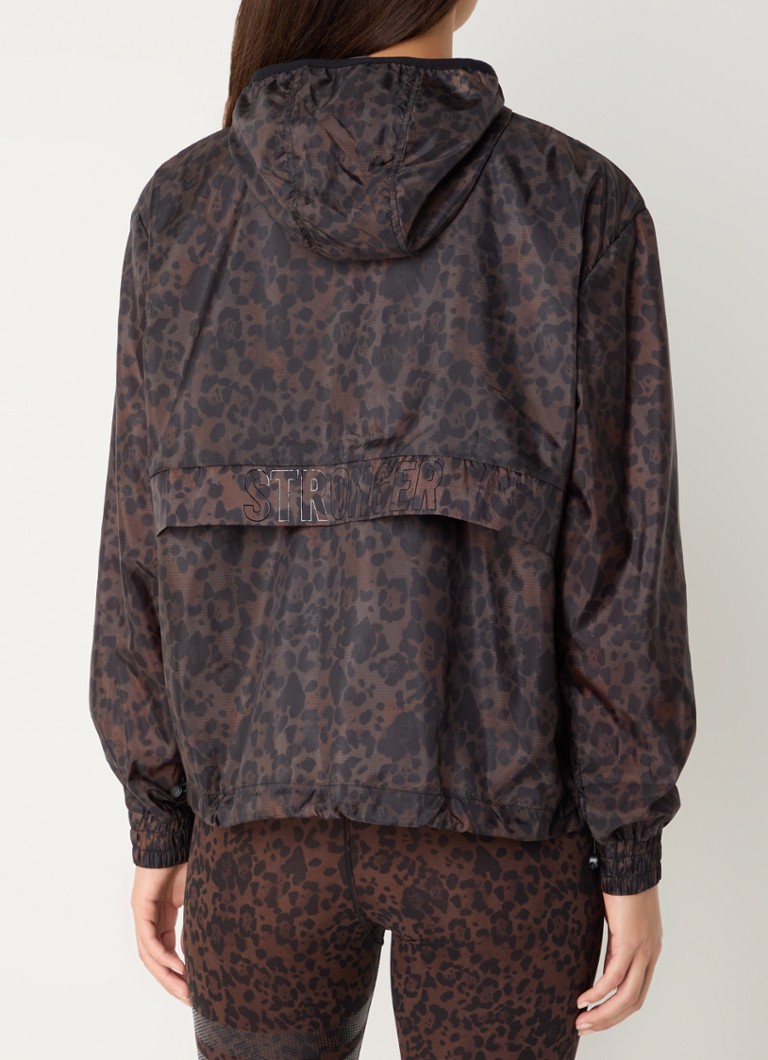 STRONGER Ripstop windbreaker with leopard print and hood