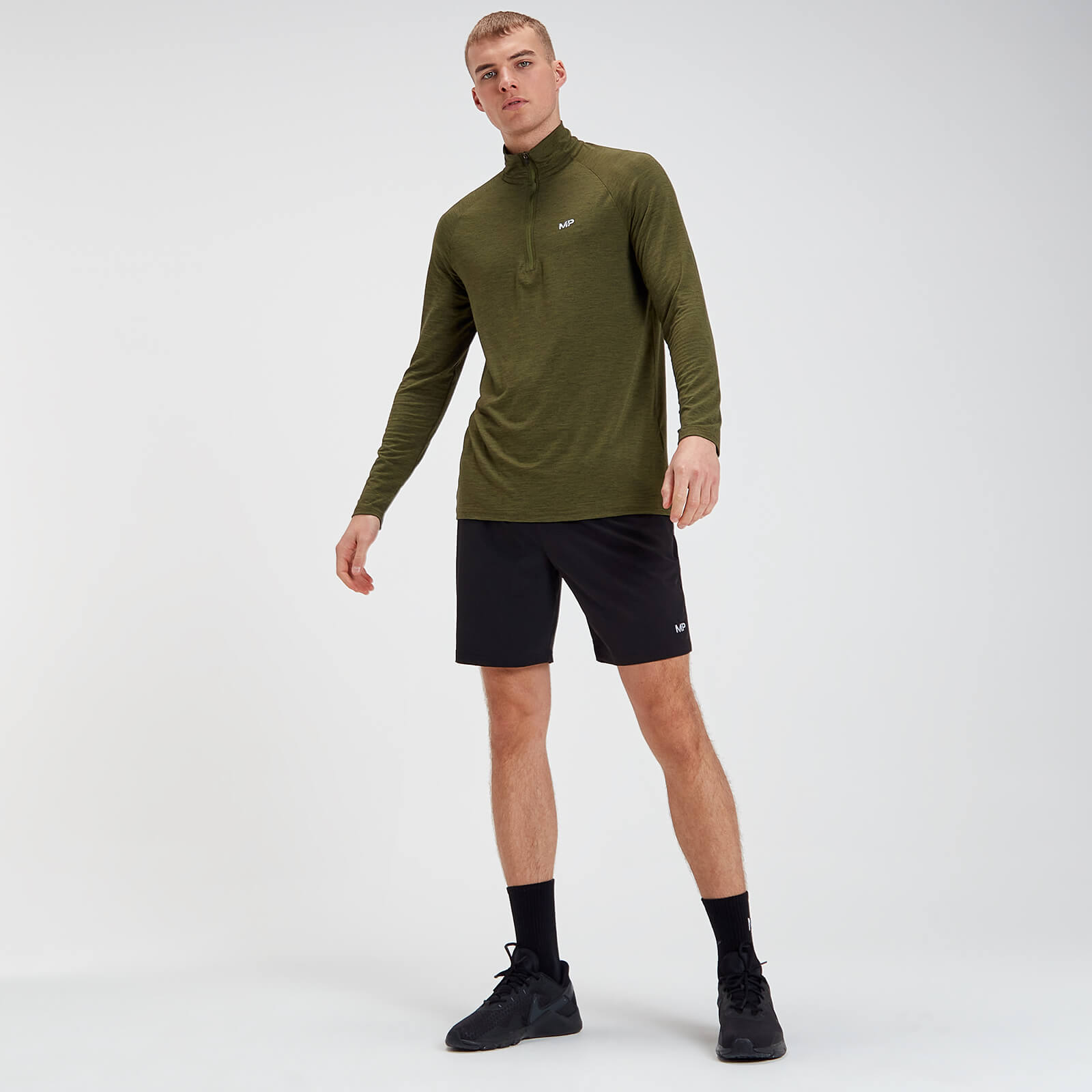 MP Performance 1/4 Zip - Noir et Vert Armée