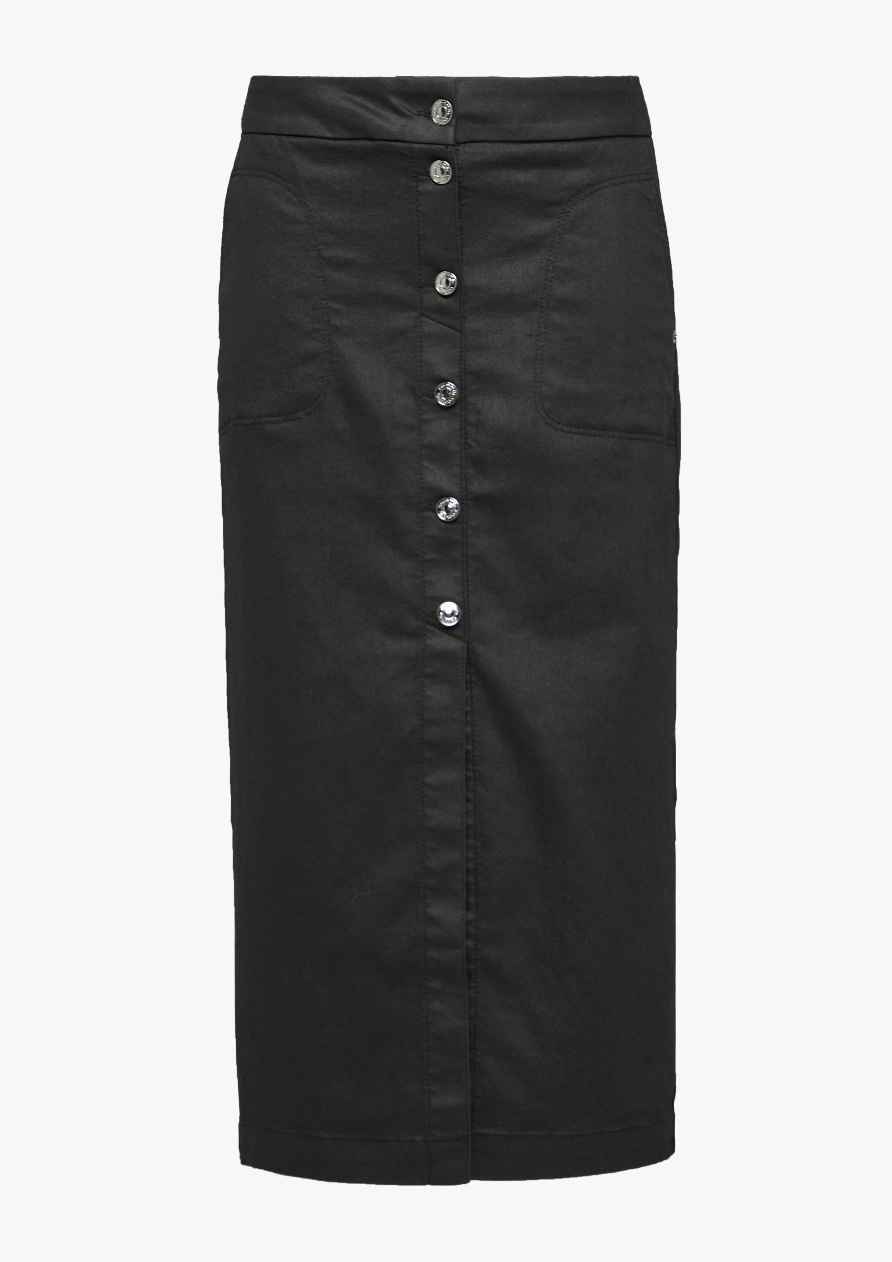 Schmaler Rock mit Steppdetails - schwarz