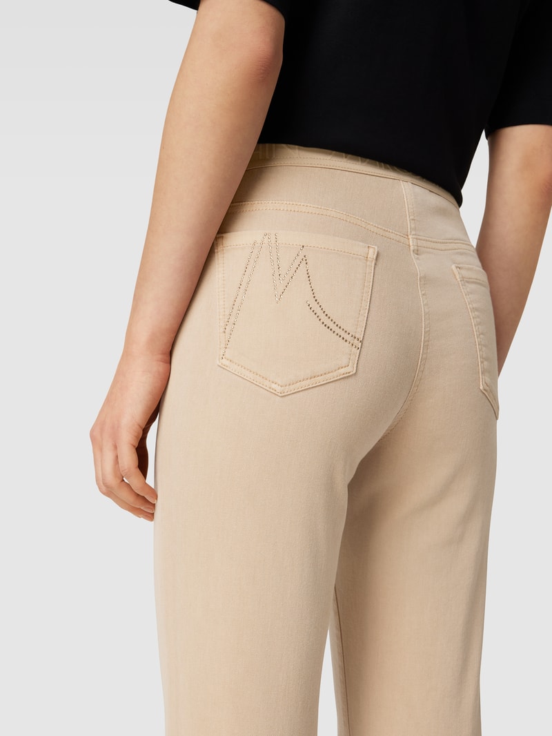Slim Fit Jeans mit elastischem Logo-Bund Modell 'SIENA' in sand
