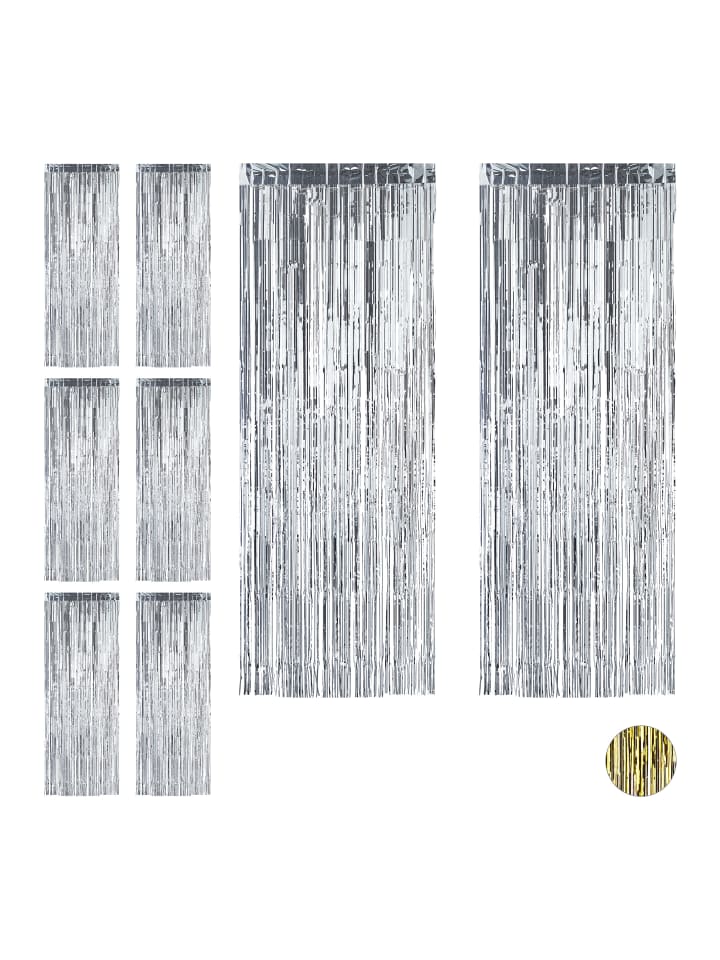 relaxdays 8x Partyvorhang in Silber - (B)100 x (H)250 cm günstig kaufen onesize