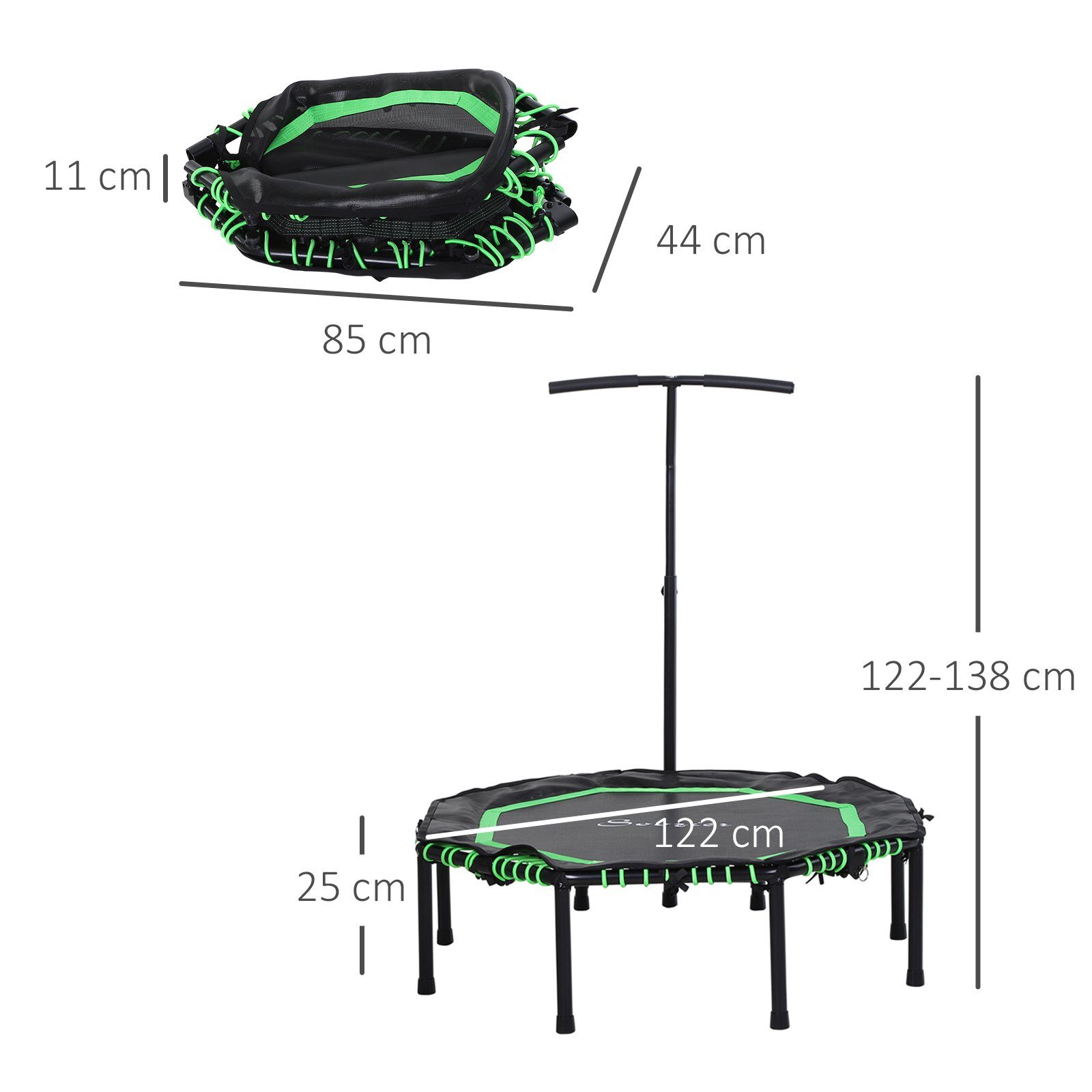 HOMCOM Fitnesstrampolin Fitness-Trampolin, Ø 122 cm, (Set, 1, 1 x Fitness-Trampolin; 1 x Montageanleitung)