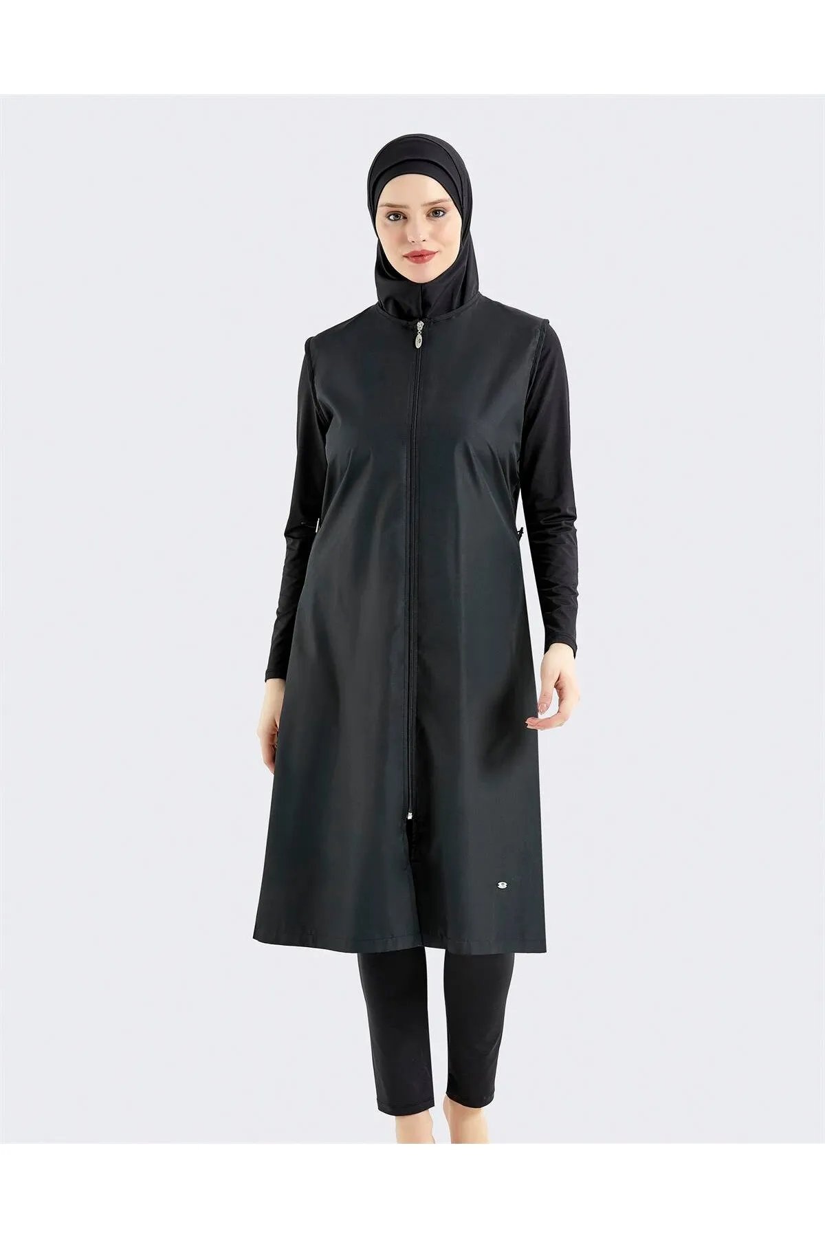 C&City  Langer, vollständig bedeckter Hijab-Badeanzug C13075 Dunkelschwarz