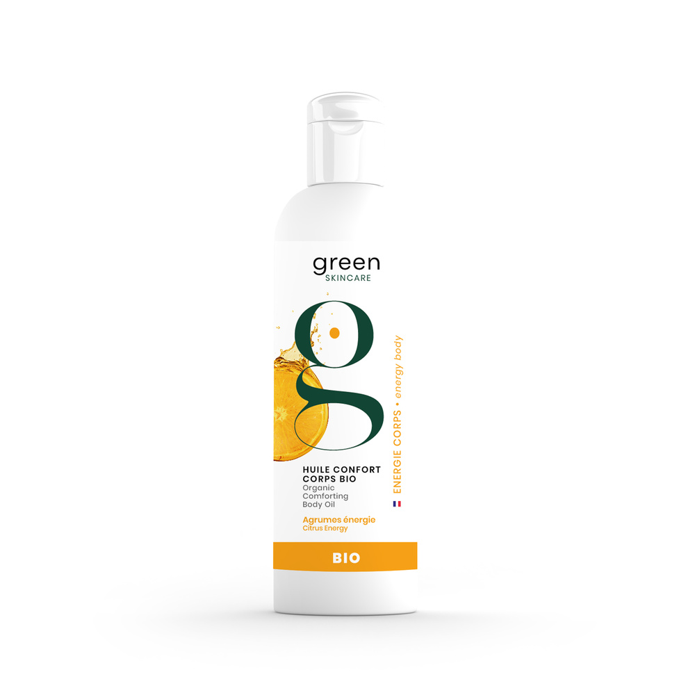 Green Skincare Huile confort corps bio Agrumes énergie Huile confort corps