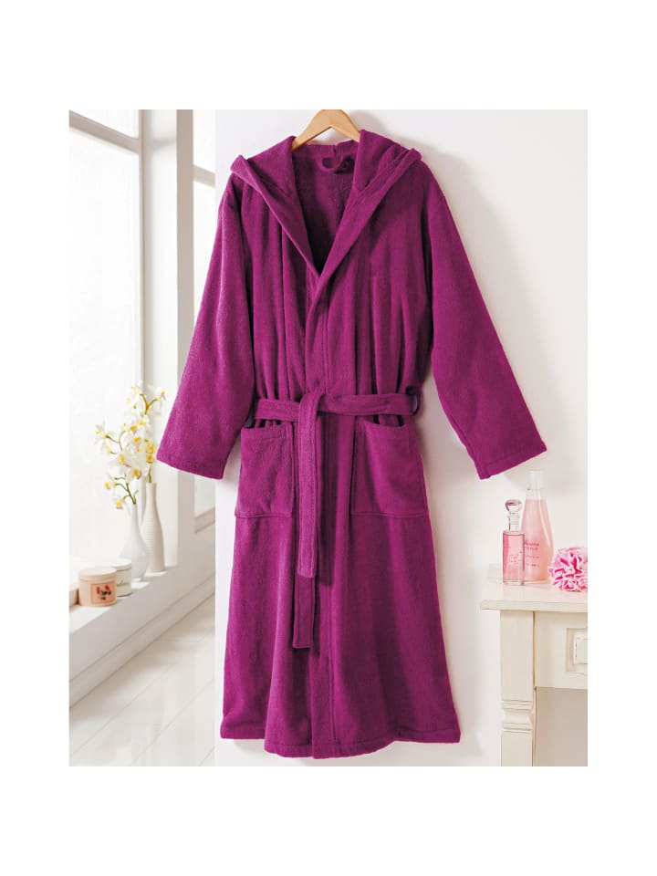 Erwin Müller Frottier Unisex-Bademantel mit Kapuze Heidelberg in fuchsia günstig kaufen