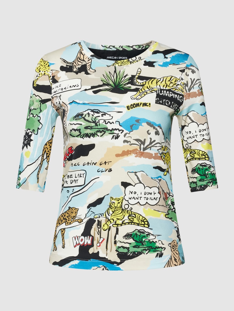 T-Shirt mit Allover-Motiv-Print in petrol