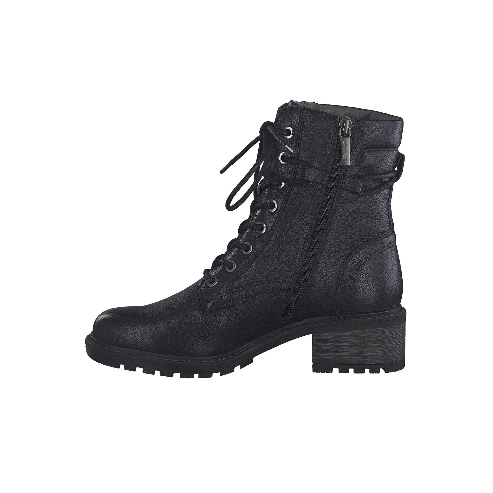 Bottines montantes lacets zippées dessus cuir