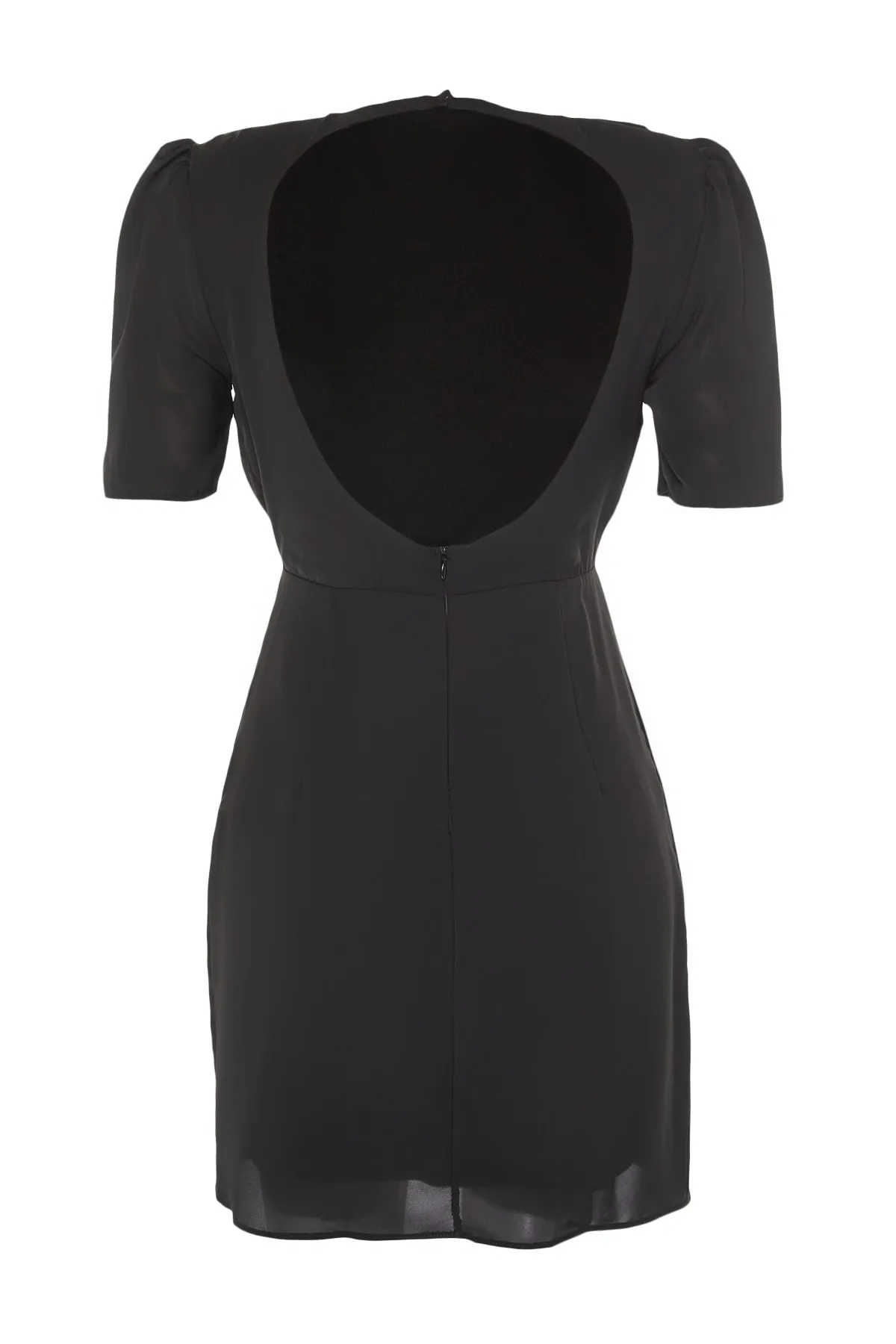 Trendyol Collection  Schwarzes, detailliertes Abendkleid mit Raffungen TPRSS22EL2634