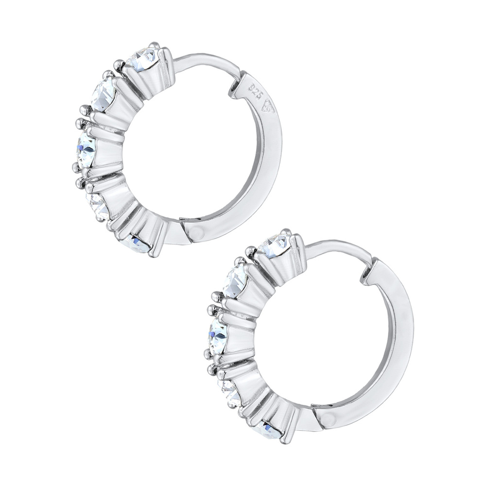 Elli Elli Boucles d'Oreilles Femmes créoles avec cristaux bleu en argent sterling 925 Boucles d'oreilles