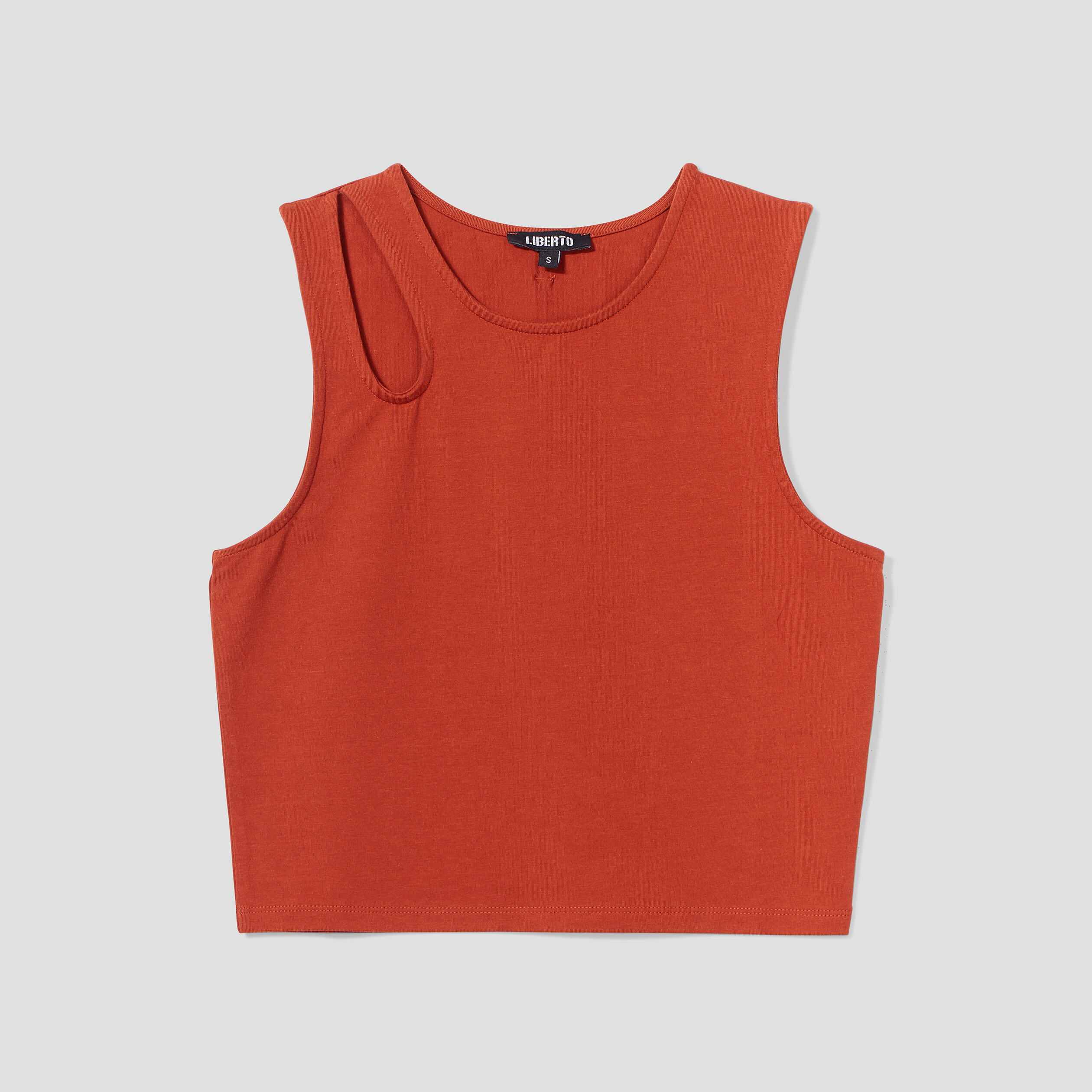 Débardeur cropped ajusté avec ouverture orange foncé femme | La Halle