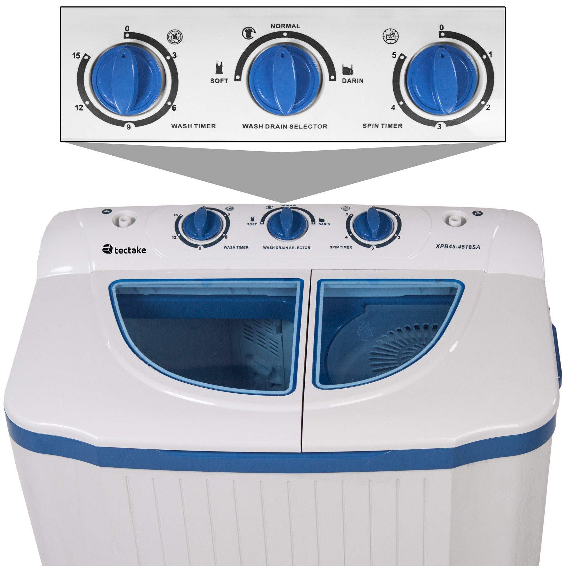 tectake Wäscheschleuder Mini-Waschmaschine 4,5 kg mit Wäscheschleuder 3,5, 4,50 kg