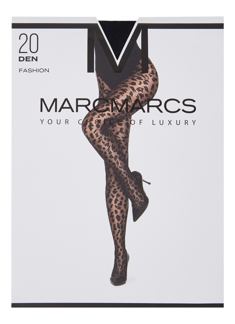 Punčocháče MarcMarcs s leopardím potiskem v 20denierové černé barvě