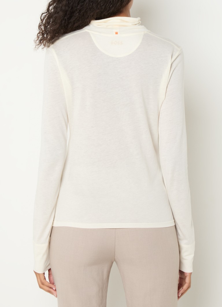 HUGO BOSS  Emerie longsleeve in lyocellblend met col