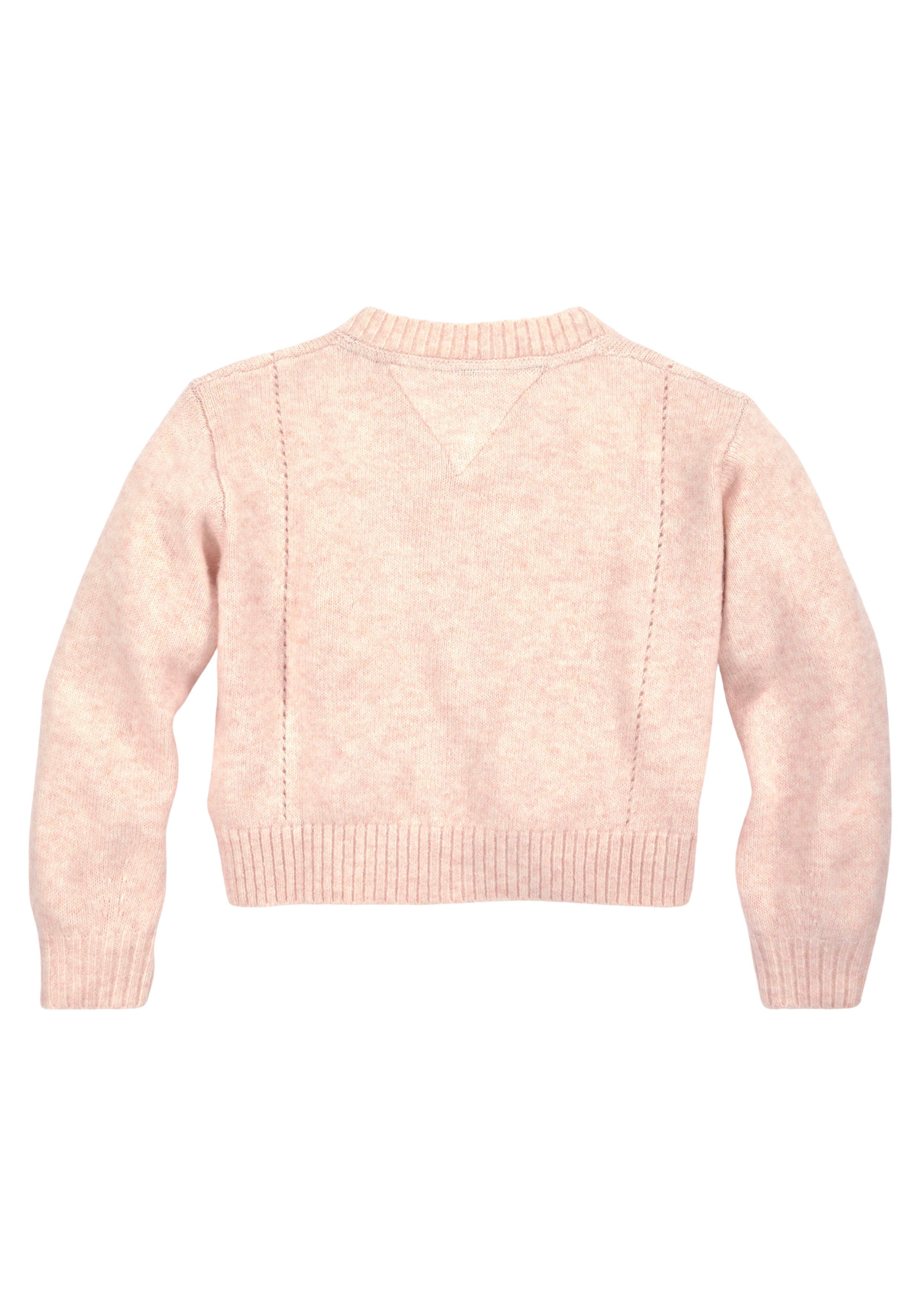 Tommy Hilfiger Strickjacke TOMMY POINTELLE CARDIGAN Kinder Kids Junior MiniMe,mit dezenter Labelflag