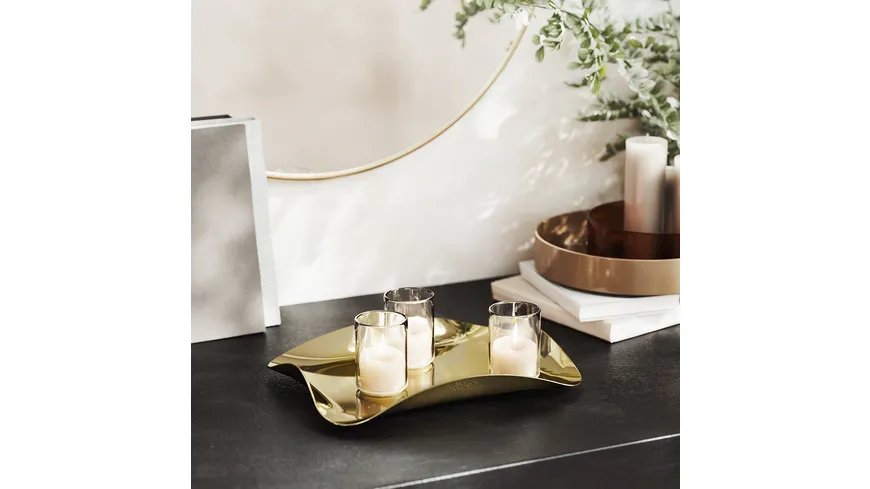 umbra Metall Tablett Wave Tray Brass Messing