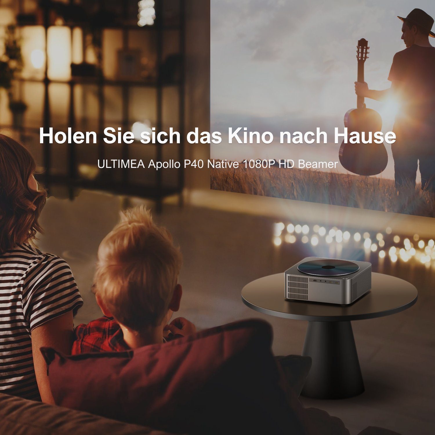 Ultimea P40 LCD-Beamer (21000 lm, 15000:1, 1920 x 1080 px, 2.4G/5GHz Dual WiFi Smart Beamer)