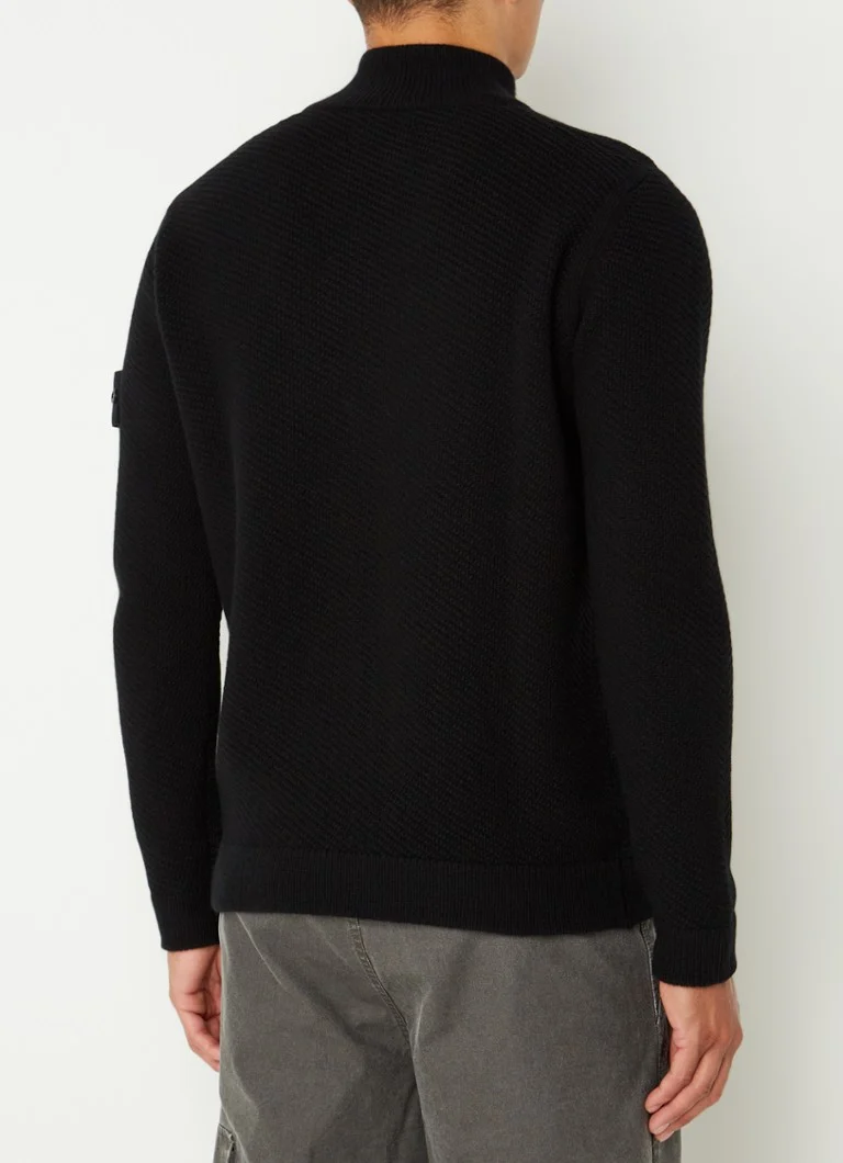 Stone Island 548B6 fine-knit virgin wool sweater with half zip