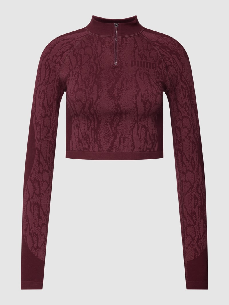 Cropped Longsleeve mit Strukturmuster Modell 'FormKnit Seamless' in bordeaux rot