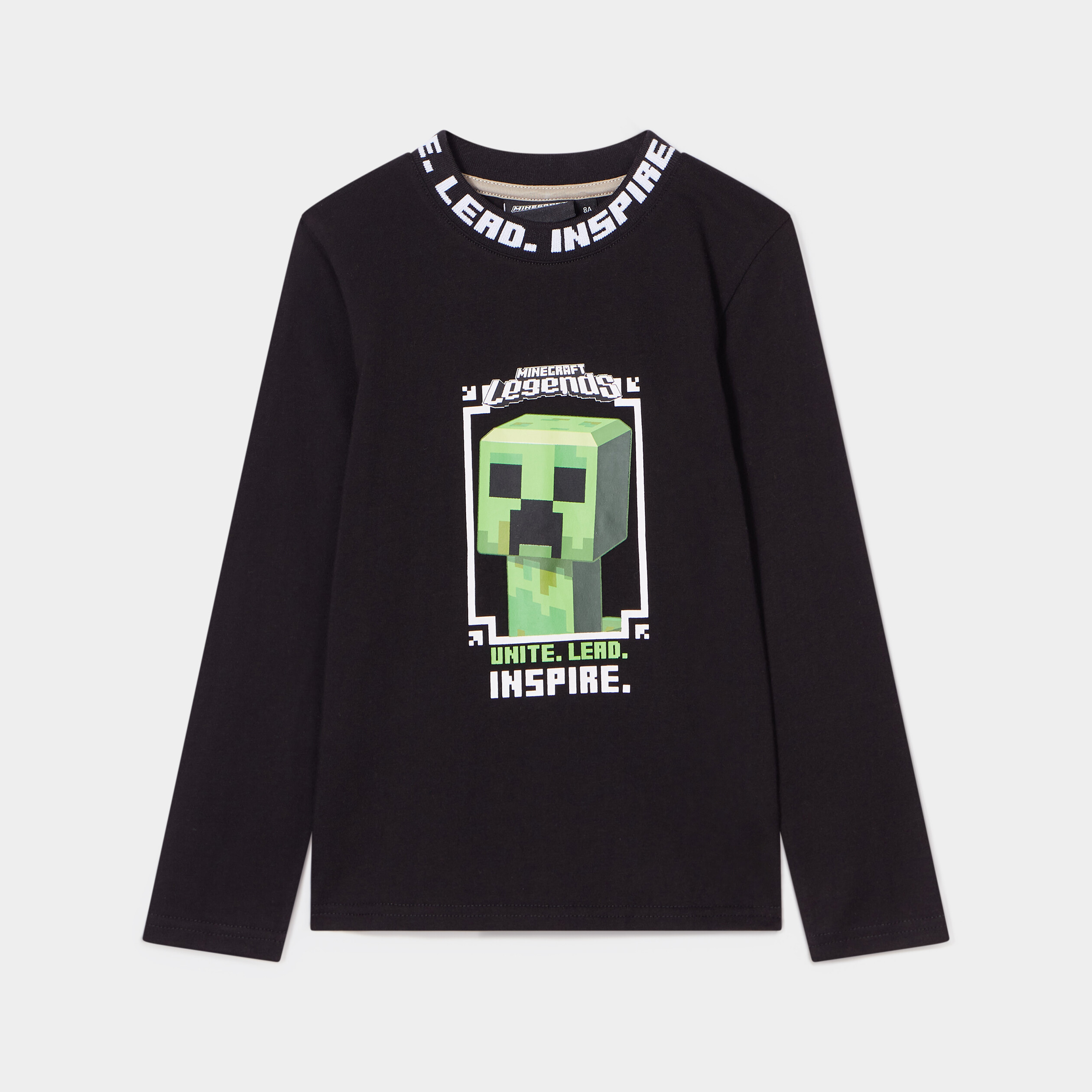 T-shirt col rond coton Minecraft noir garçon | La Halle