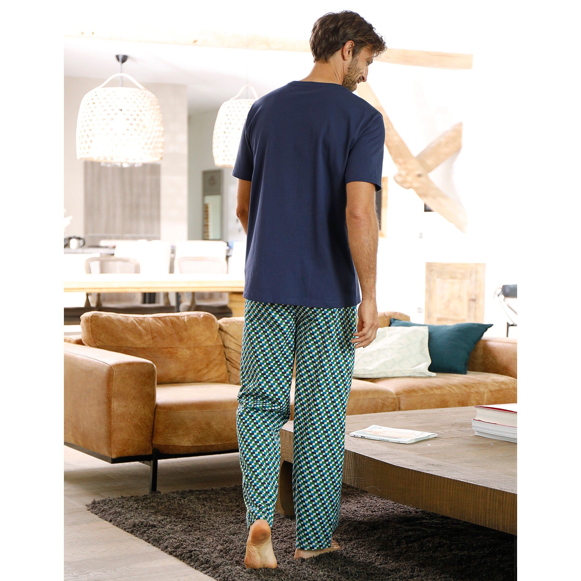 Pantalon pyjama imprimé marine bleu
