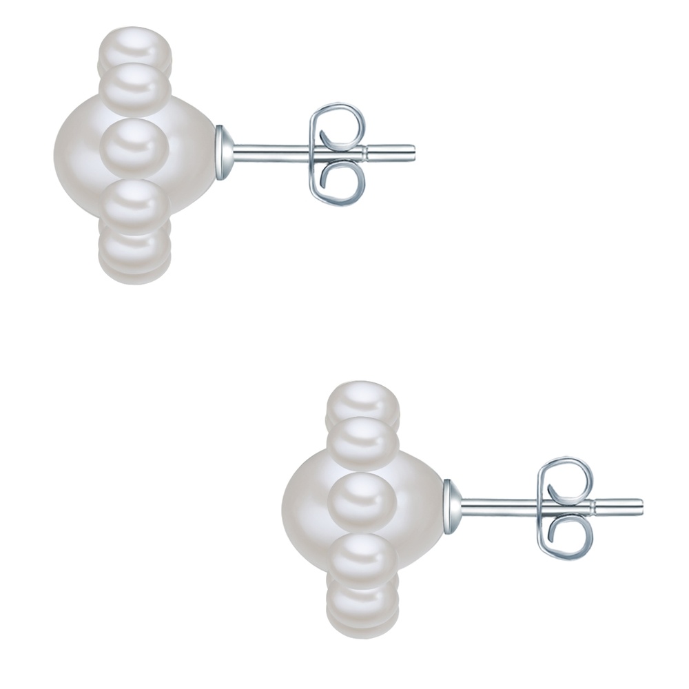Valero Pearls Puce d'oreille en perle Fleur Perle de culture d'eau douce Perle de culture d'eau Boucles d'oreilles