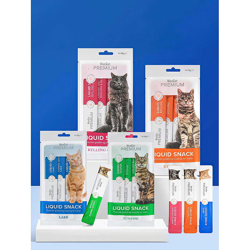 MaxCat Kattesnacks 4x14 g Kylling & reke liquid MaxCat