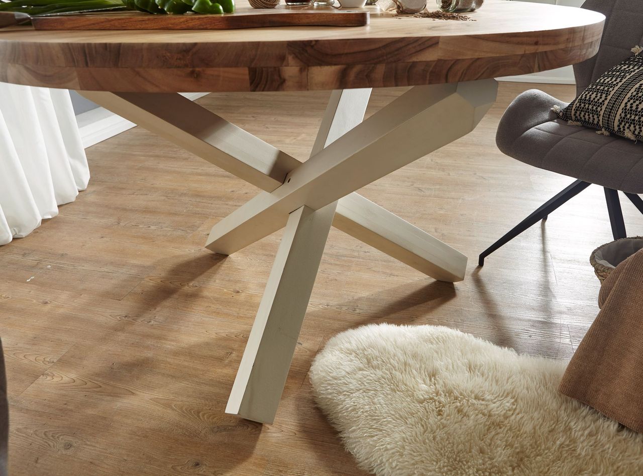 Wohnling Design Esszimmertisch rund Akazie Massivholz