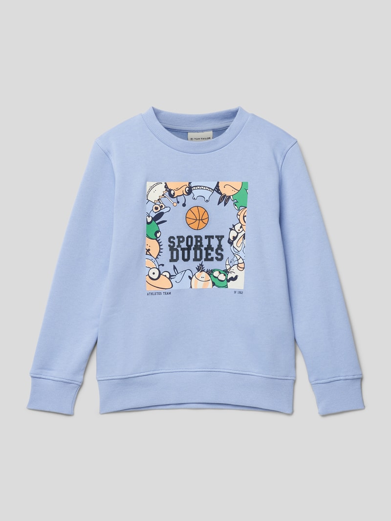 Sweatshirt mit Motiv-Print in bleu