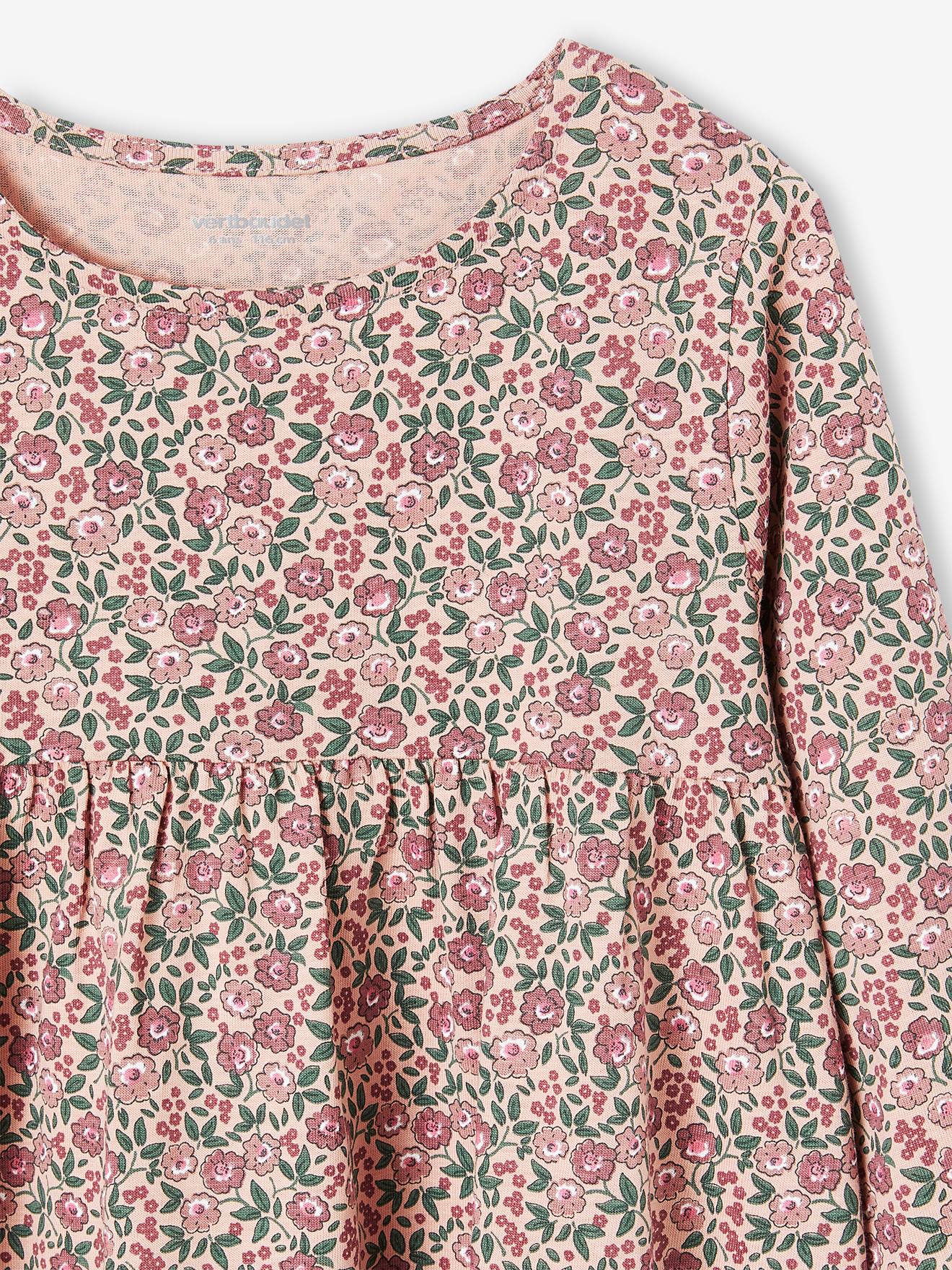 Ensemble fille cardigan et robe imprimée fleurs encre imprimé