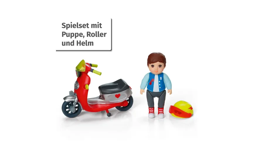 BABY born Minis - Playset Scooter, 7 cm große Puppe Simon mit Roller und Helm, 906118, Zapf Creation