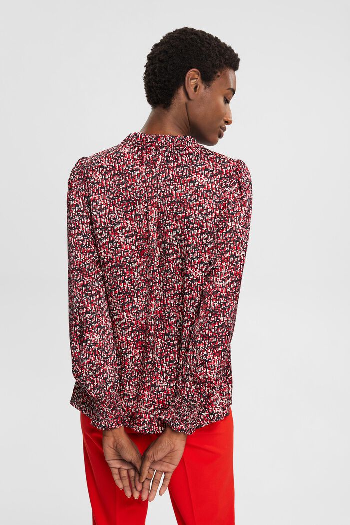 Satinbluse mit gekräuseltem Kragen, LENZING™ ECOVERO™