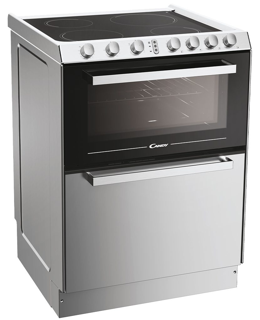 Candy Standgeschirrspüler edelstahl, TRIOVXNT/1, 8 l, 6 Maßgedecke, Trio – Kochfeld, Backofen und Geschirrspüler, Umluft Backofen